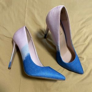 Blue and pink heels